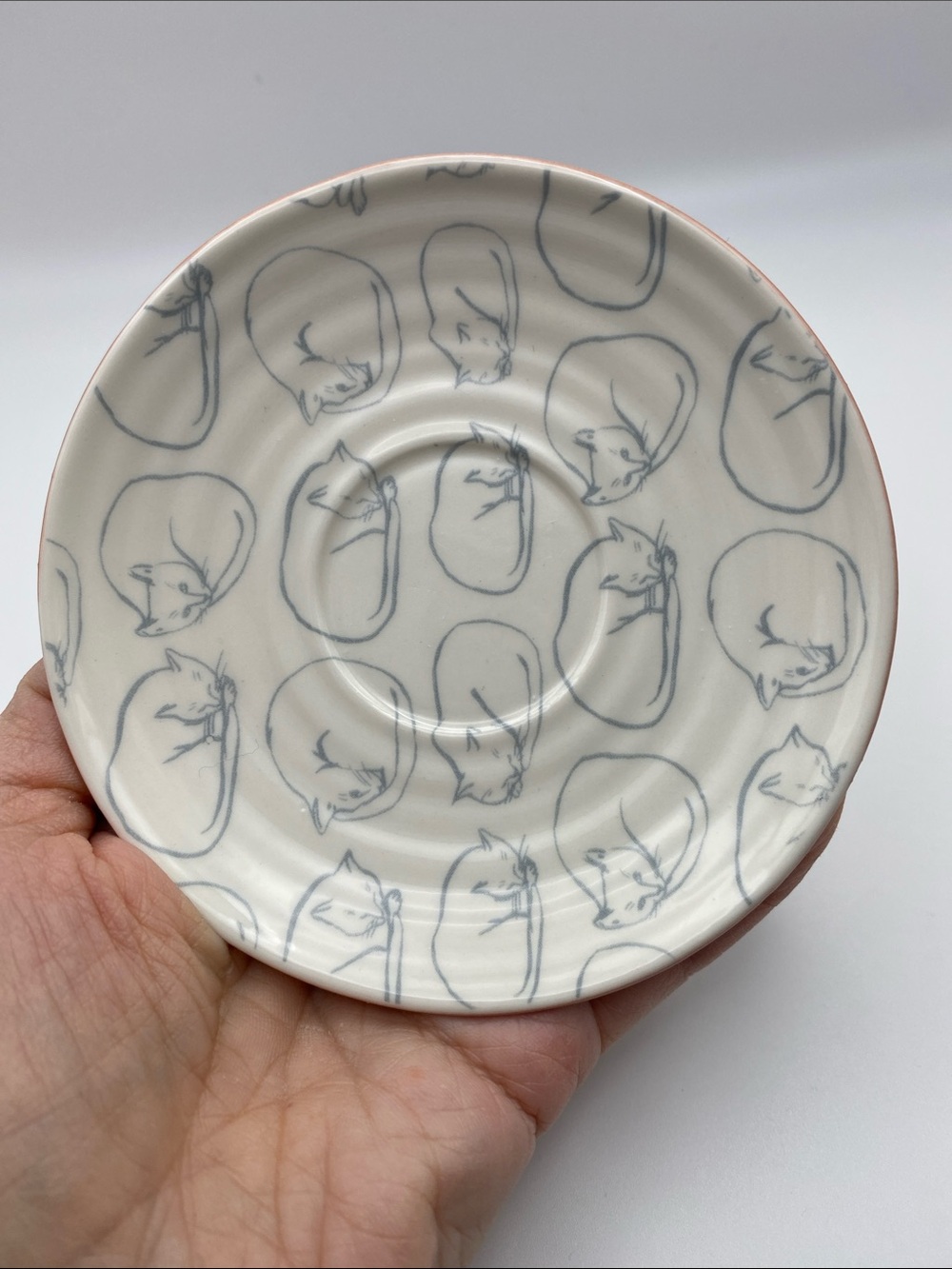 Cute Anthropologie cat cats cup and soucer for coffee espresso white pink new - Picture 10 of 13